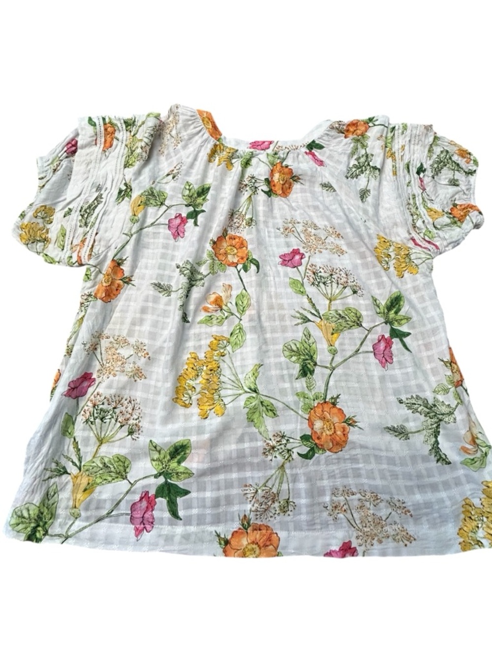 Jane & Delaney Floral Button-Front Top - White w/ Orange & Pink Flowers SZ M EUC - Picture 9 of 11